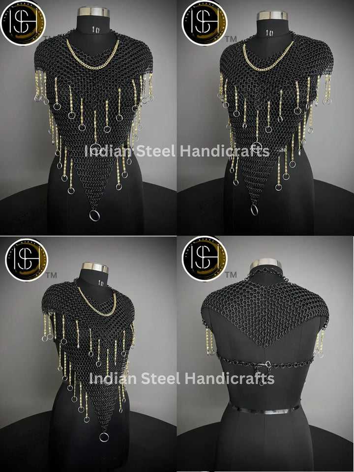 Chainmail Harness, Chainmail Chains Layers top, Jump Rings Costume, Wedding Cosplay Costume, Larp , Cosplay, Sca Armor, Gift For Women. ISH Collection