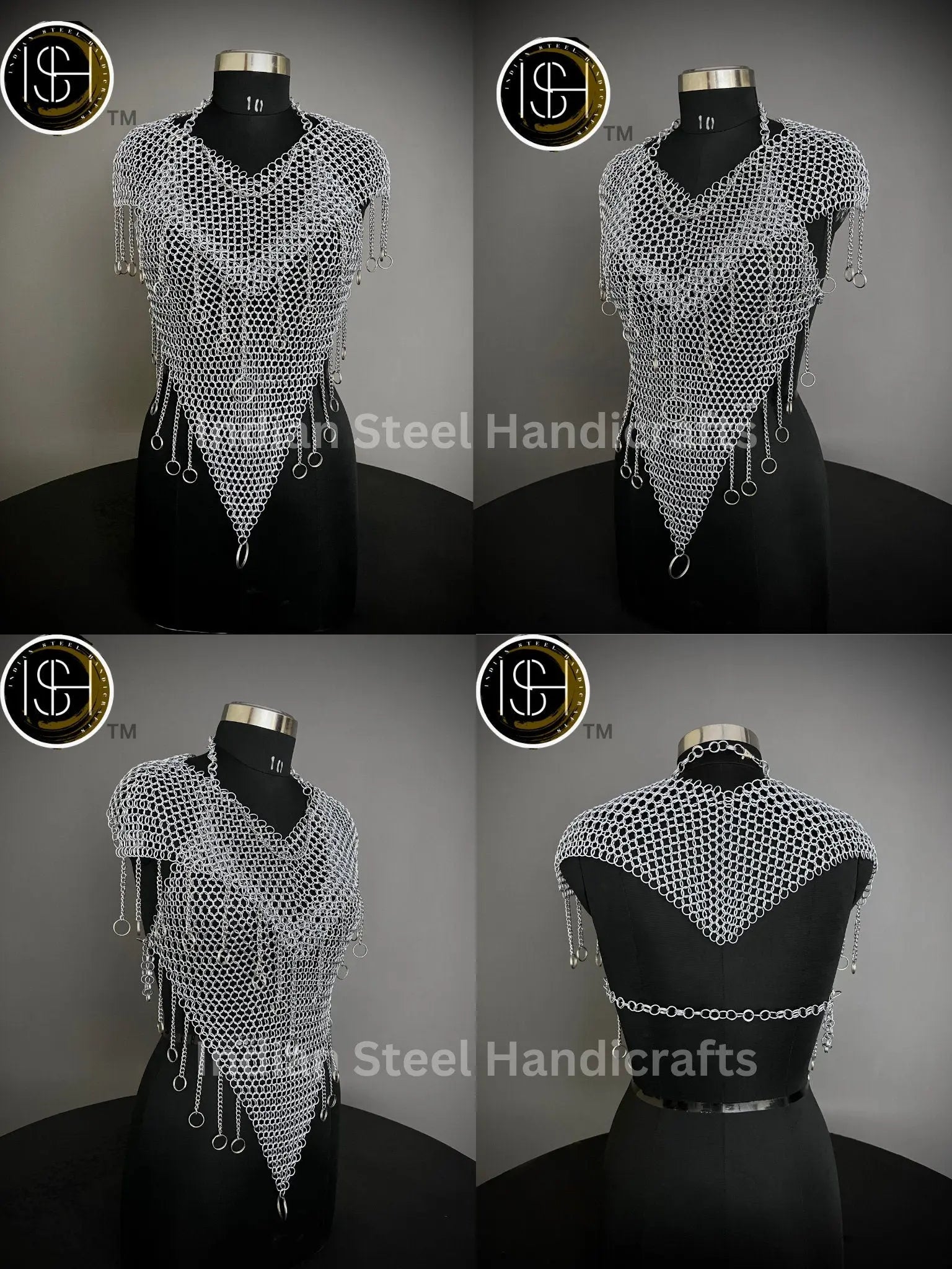 Chainmail Harness, Chainmail Chains Layers top, Jump Rings Costume, Wedding Cosplay Costume, Larp , Cosplay, Sca Armor, Gift For Women. ISH Collection