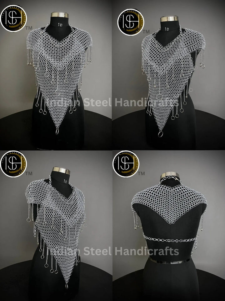 Chainmail Harness, Chainmail Chains Layers top, Jump Rings Costume, Wedding Cosplay Costume, Larp , Cosplay, Sca Armor, Gift For Women. ISH Collection