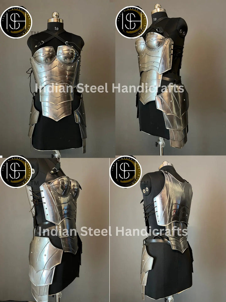 Steel Lady Armor: Medieval Knight Chest & Tasset - LARP Cosplay Costume