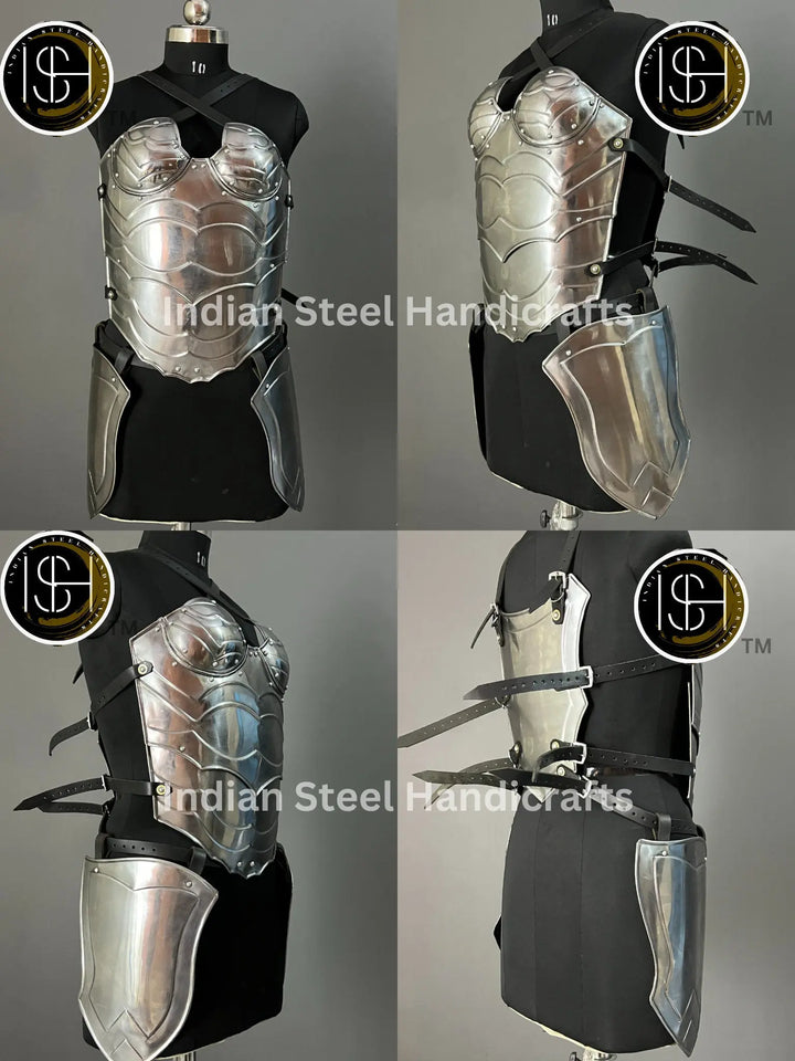 Steel Lady Armor: Medieval Knight Chest & Tasset - LARP Cosplay Costume