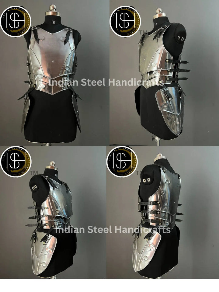 Steel Lady Armor: Medieval Knight Chest & Tasset - LARP Cosplay Costume