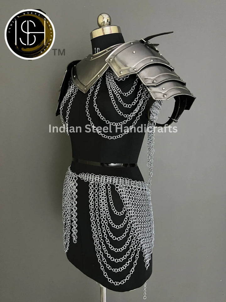Handmade Chainmail Skirt & Top: Steel Viking Armor Costume