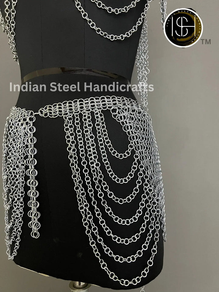 Handmade Chainmail Skirt & Top: Steel Viking Armor Costume