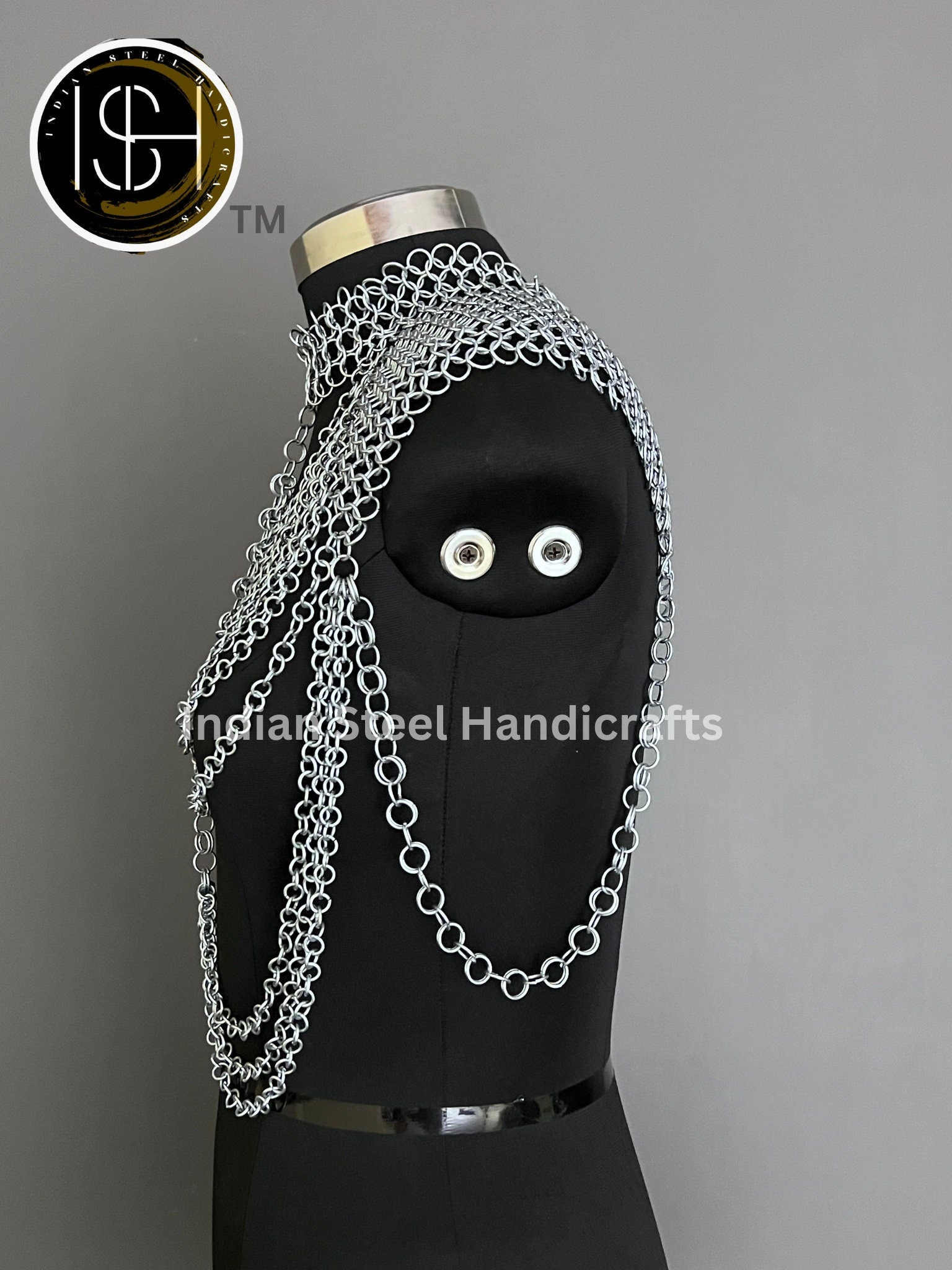 Chainmail Harness, Shoulder jewelry, Chainmaile Chains Layers Jump Rings Costume, Choker Neck, Wedding Cosplay Costume, Rave Outfits Gift.