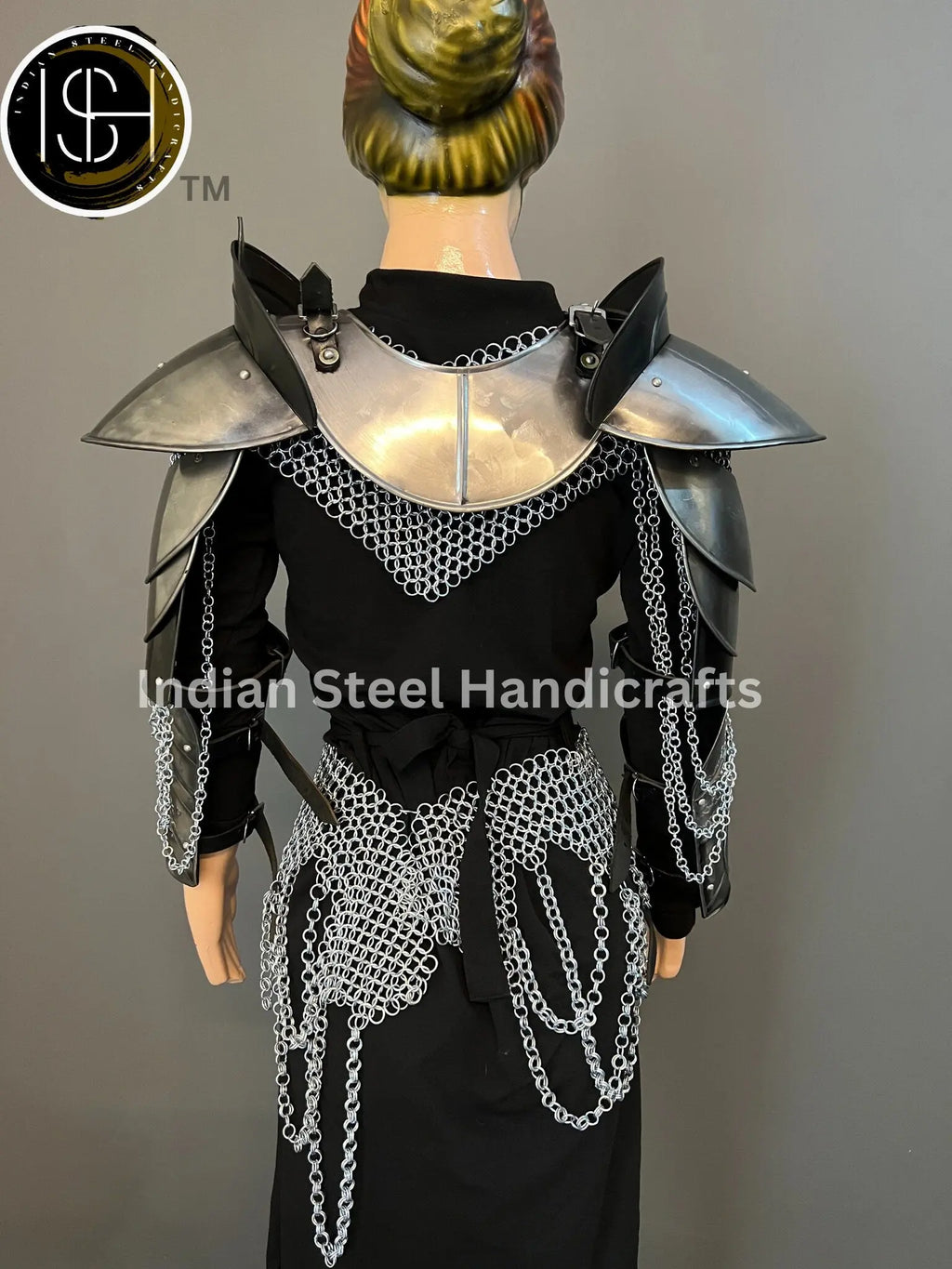 Medieval Steel Pouldron Gorget Armor: LARP Cosplay Costume