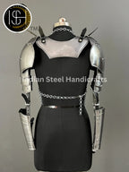 Female Knight Steel Armor: Gorget & Pouldron, Chainmail - LARP Cosplay