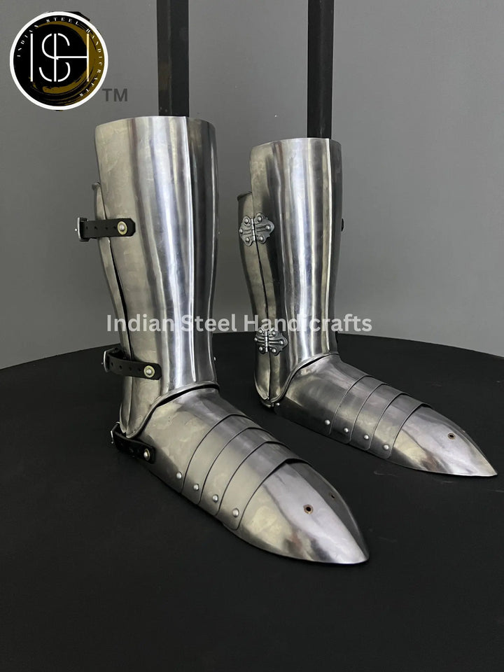 Medieval Knight leg Guard, Sabaton Armor, Larp Armor, Cosplay Armor, functional Armor, Sca Armor, Larp, Gift Item. ISH Collection