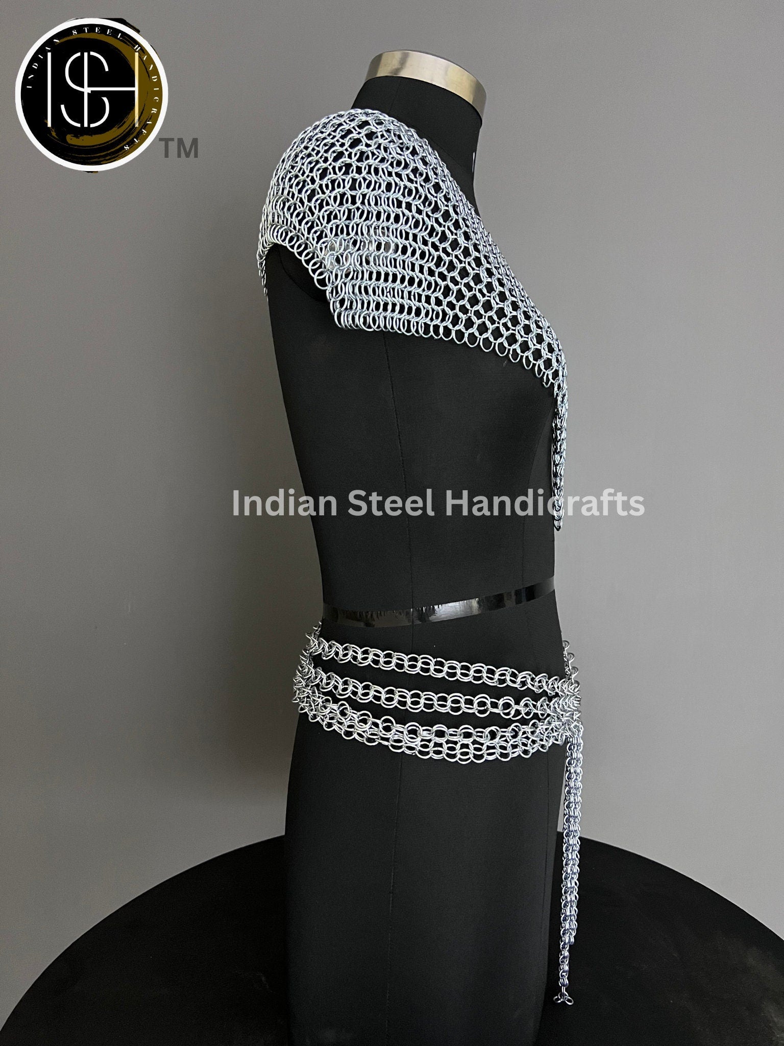 Metal Viking Top & Belt, Ren faire Chainmail Handmade Medieval Cosplay Armor, SCA Larp Costume, Mother's day Reenactment, Christmas Gift.