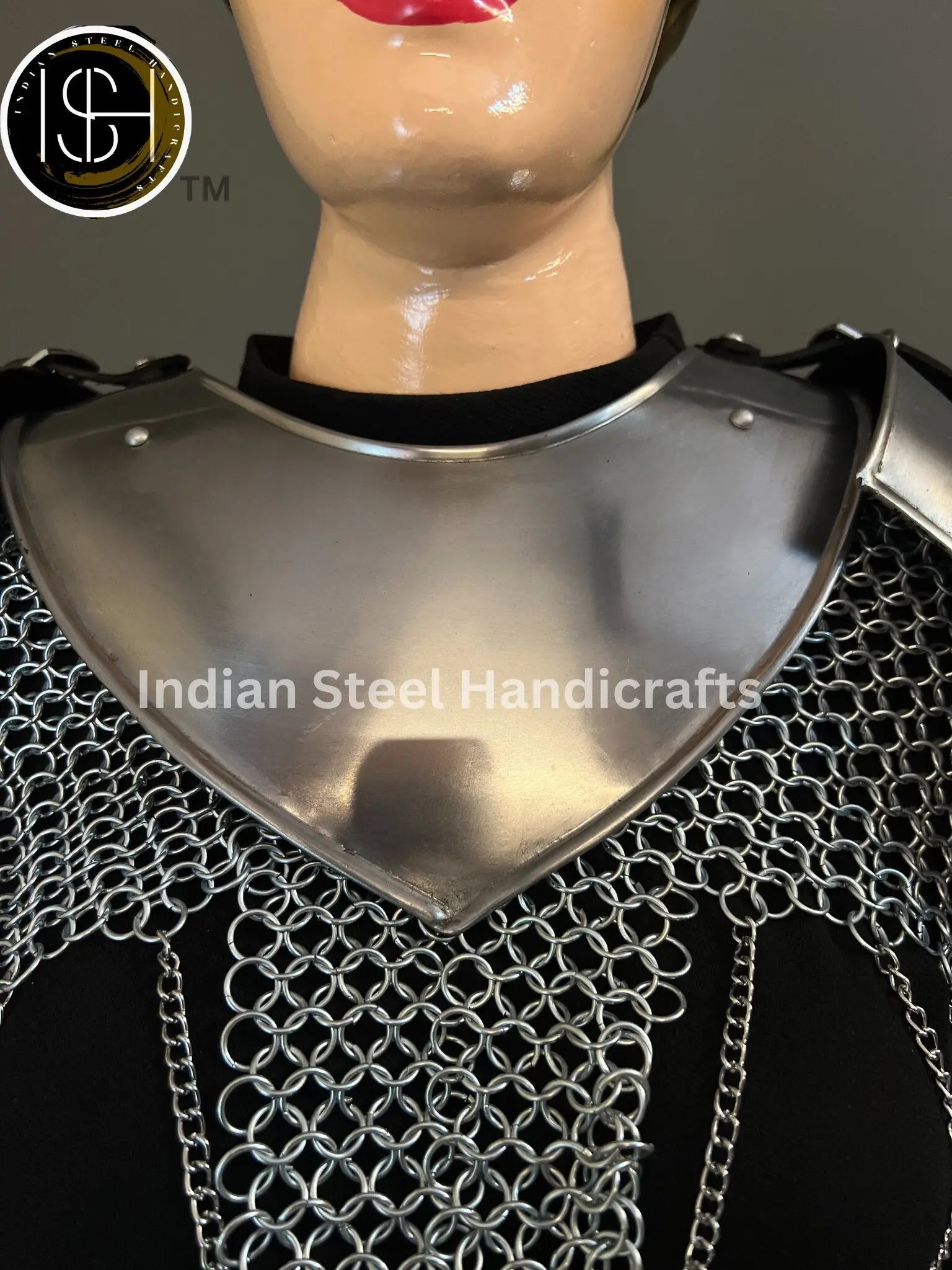 Medieval Steel Pouldron Gorget Armor: LARP Cosplay Bracers