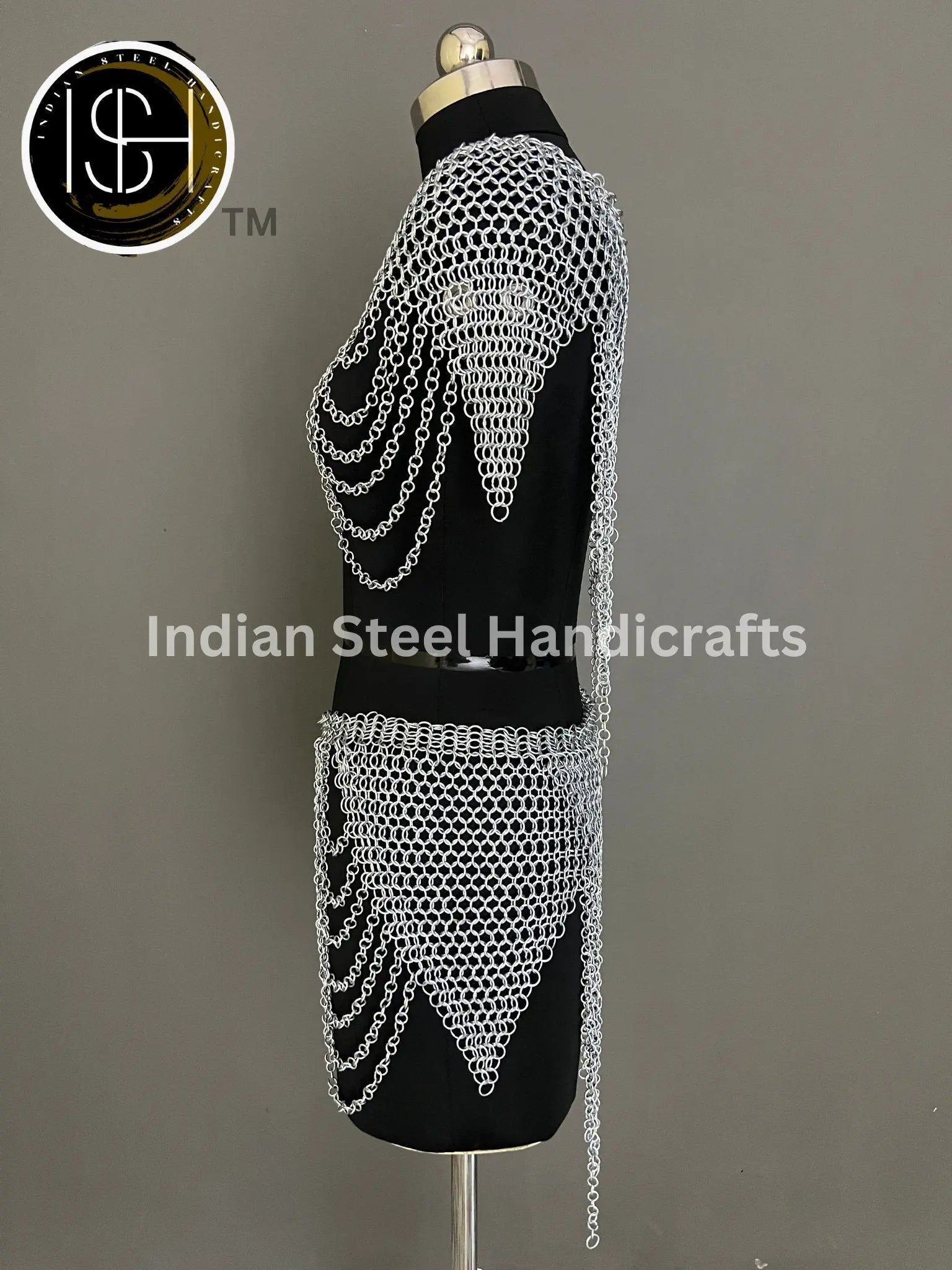 Metal Viking Skirt & Top,Medieval Shield, Chainmail Handmade Medieval Armor, SCA Larp Costume, Mother's day Reenactment, Christmas Gift. ISH Collection