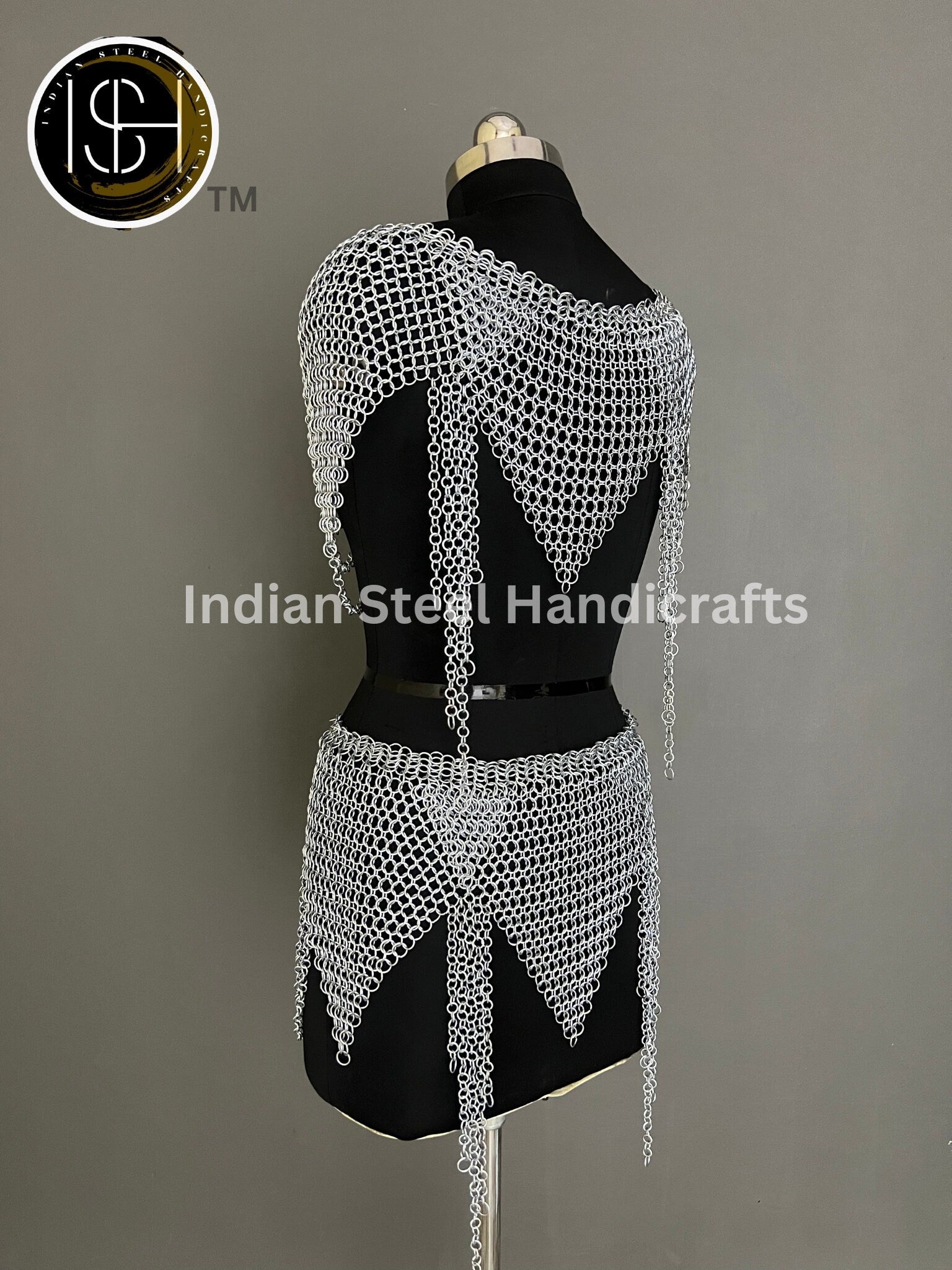 Metal Viking Skirt & Top,Medieval Shield, Chainmail Handmade Medieval Armor, SCA Larp Costume, Mother's day Reenactment, Christmas Gift.