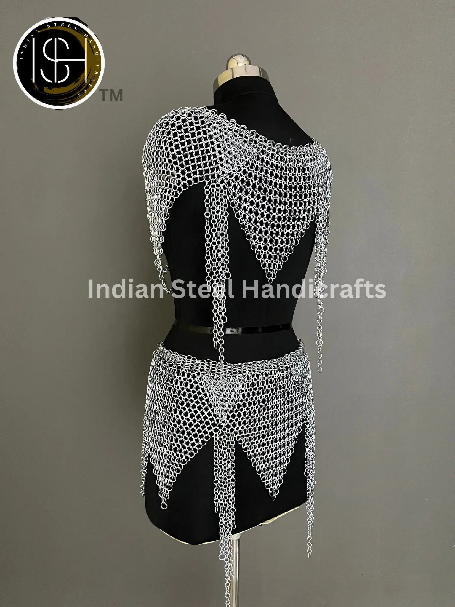 Metal Viking Skirt & Top,Medieval Shield, Chainmail Handmade Medieval Armor, SCA Larp Costume, Mother's day Reenactment, Christmas Gift. ISH Collection