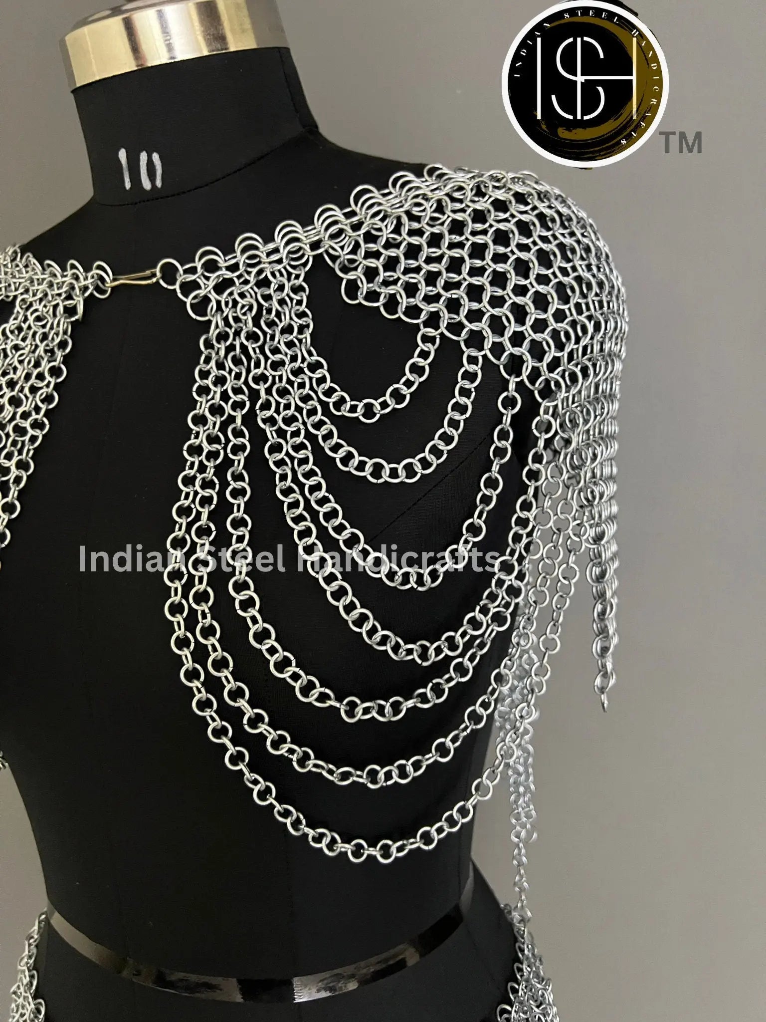 Metal Viking Skirt & Top,Medieval Shield, Chainmail Handmade Medieval Armor, SCA Larp Costume, Mother's day Reenactment, Christmas Gift. ISH Collection