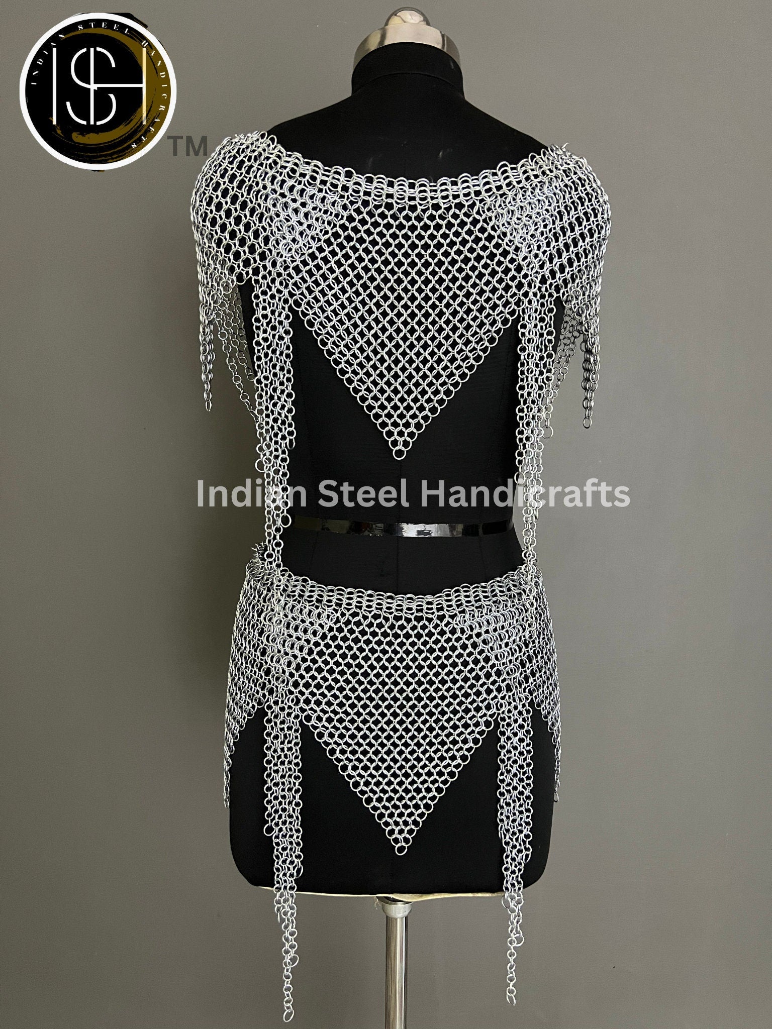 Metal Viking Skirt & Top,Medieval Shield, Chainmail Handmade Medieval Armor, SCA Larp Costume, Mother's day Reenactment, Christmas Gift.