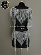 Metal Viking Skirt & Top,Medieval Shield, Chainmail Handmade Medieval Armor, SCA Larp Costume, Mother's day Reenactment, Christmas Gift. ISH Collection