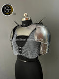Knight Brave Female Armor, Gorget Pouldron Armor, Chaianmail Armor,Cosplay Armor, Sca Armor, Larp Armor, Gifts for Women. ISH Collection