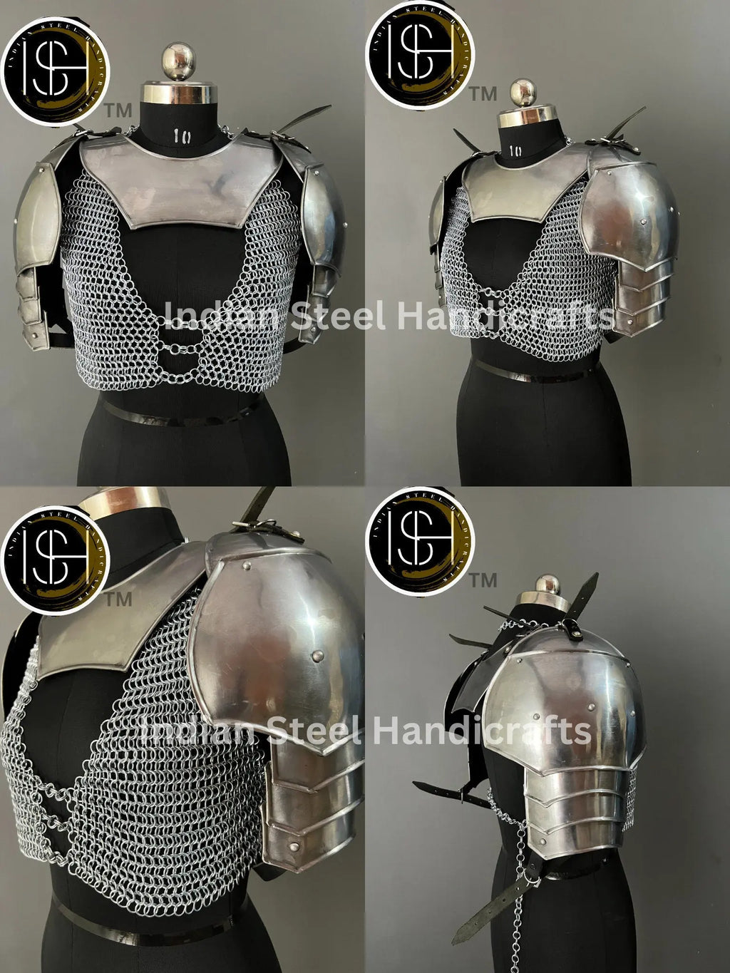 Knight Brave Female Armor, Gorget Pouldron Armor, Chaianmail Armor,Cosplay Armor, Sca Armor, Larp Armor, Gifts for Women. ISH Collection