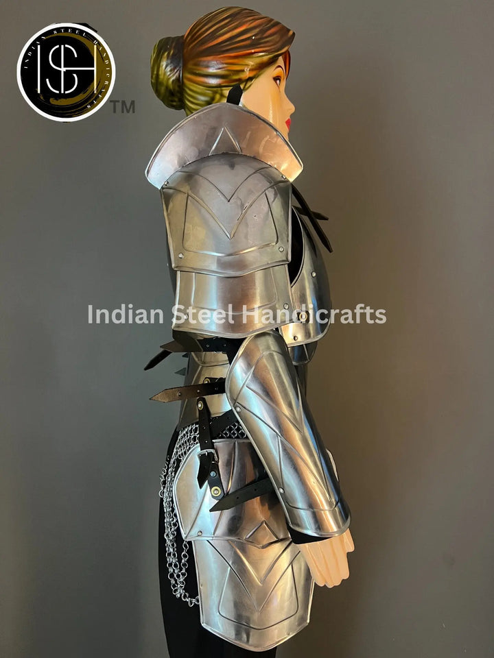 Medieval Lady Knight Armor: Steel Fantasy Costume, LARP Cosplay
