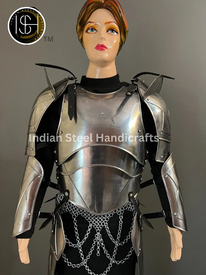 Medieval Lady Knight Armor: Steel Fantasy Costume, LARP Cosplay