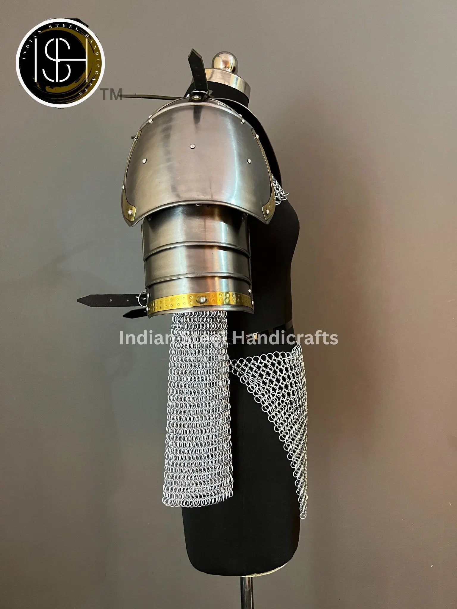 Medieval Steel Pouldron Gorget Armor: Hussar Chainmail, LARP Cosplay