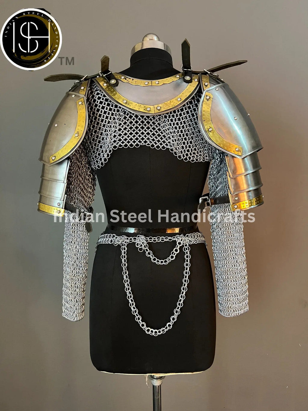 Medieval Steel Pouldron Gorget Armor: Hussar Chainmail, LARP Cosplay