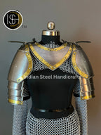 Medieval Steel Pouldron Gorget Armor: Hussar Chainmail, LARP Cosplay