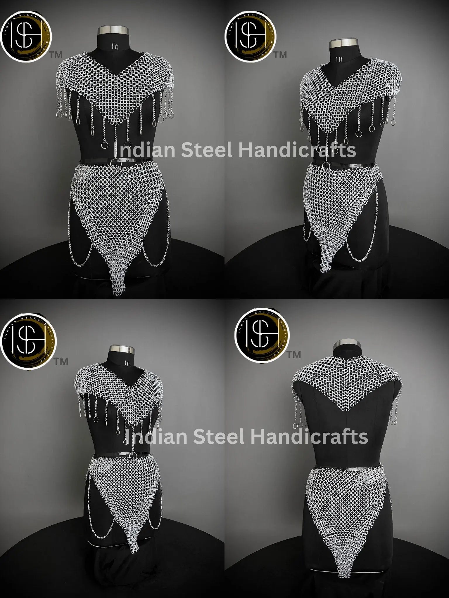 Chainmail Chains Layers top, Skirt, Waist & Tesset Armor, Wedding Cosplay Costume, Larp , Cosplay, Sca Armor, Gift For Women. ISH Collection