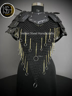 Knight Brave Female Armor, Gorget Pouldron Armor, Chaianmail Stylish top,Cosplay Armor, Sca Armor, Larp Armor, Gifts for Women. ISH Collection