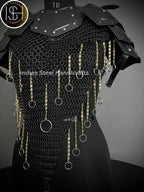 Knight Brave Female Armor, Gorget Pouldron Armor, Chaianmail Stylish top,Cosplay Armor, Sca Armor, Larp Armor, Gifts for Women. ISH Collection