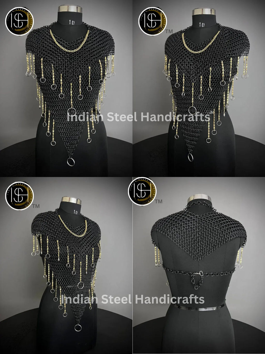 Knight Brave Female Armor, Gorget Pouldron Armor, Chaianmail Stylish top,Cosplay Armor, Sca Armor, Larp Armor, Gifts for Women. ISH Collection