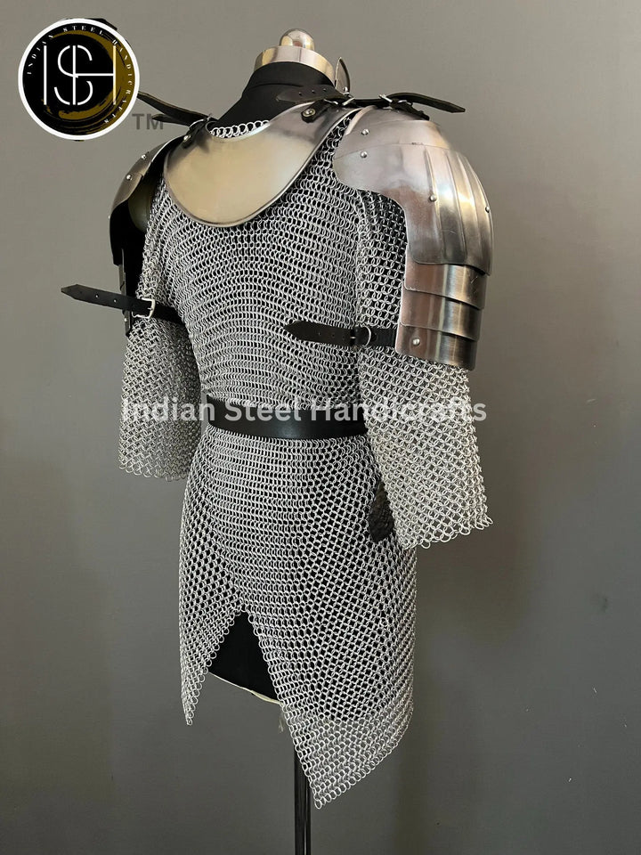 Knight Brave Female Armor, Gorget Pouldron Armor, Chaianmail Armor,Cosplay Armor, Sca Armor, Larp Armor, Gifts for Women. ISH Collection