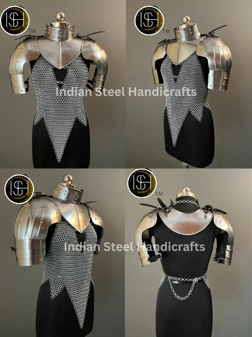 Knight Brave Female Armor, Gorget Pouldron Armor, Chaianmail Armor,Cosplay Armor, Sca Armor, Larp Armor, Gifts for Women. ISH Collection