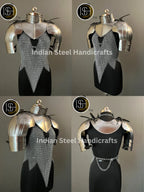 Knight Brave Female Armor, Gorget Pouldron Armor, Chaianmail Armor,Cosplay Armor, Sca Armor, Larp Armor, Gifts for Women. ISH Collection