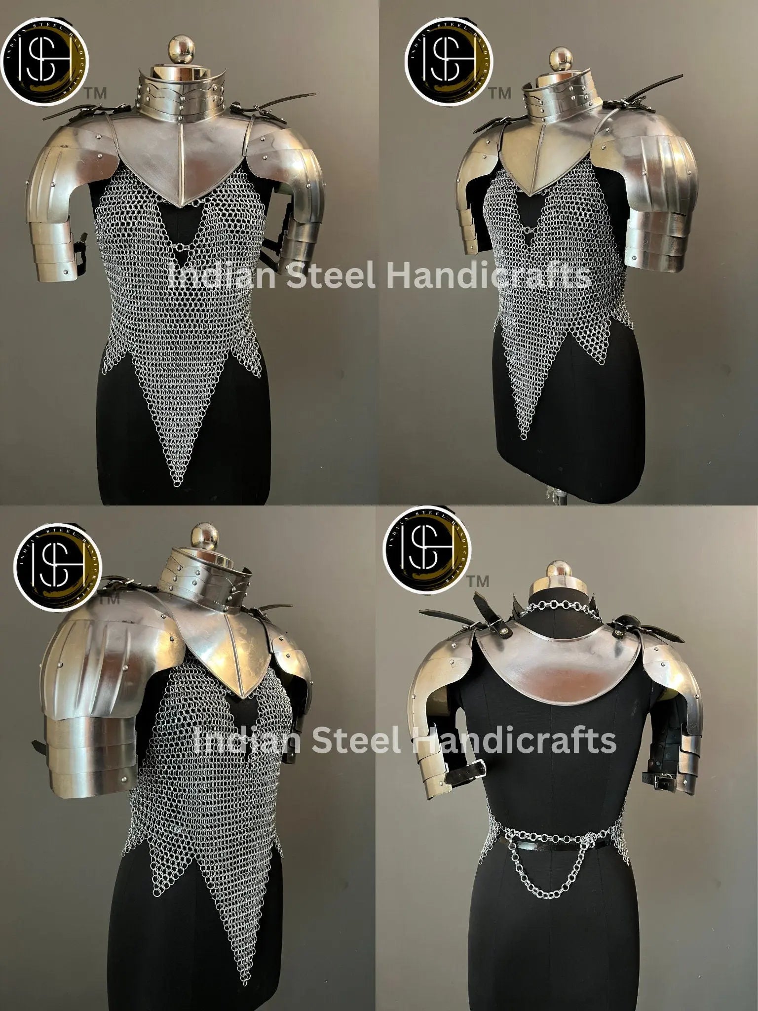 Knight Brave Female Armor, Gorget Pouldron Armor, Chaianmail Armor,Cosplay Armor, Sca Armor, Larp Armor, Gifts for Women. ISH Collection