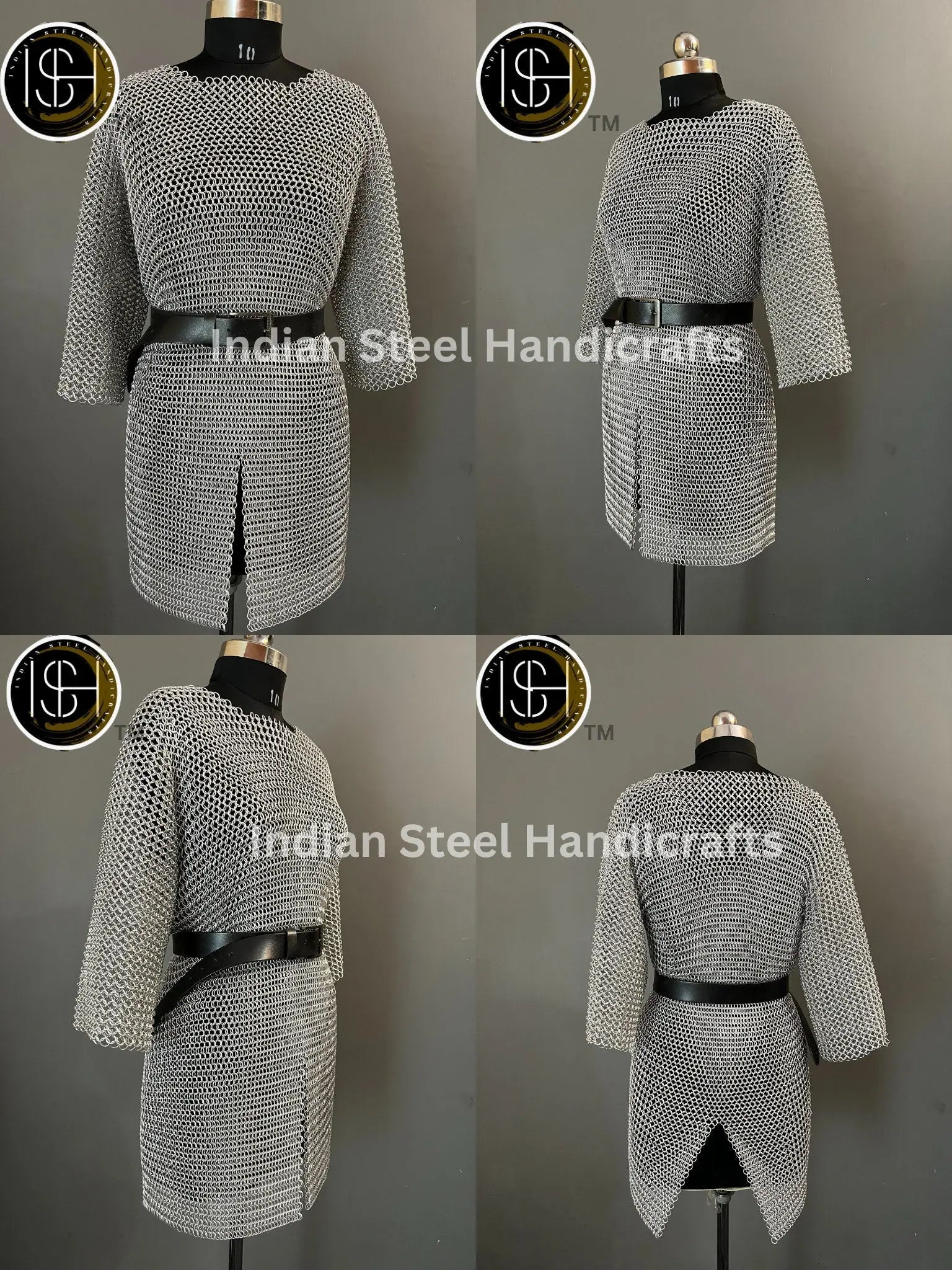 Female Knight Steel Chainmail Armor: Gorget & Pouldron Set, LARP SCA Cosplay