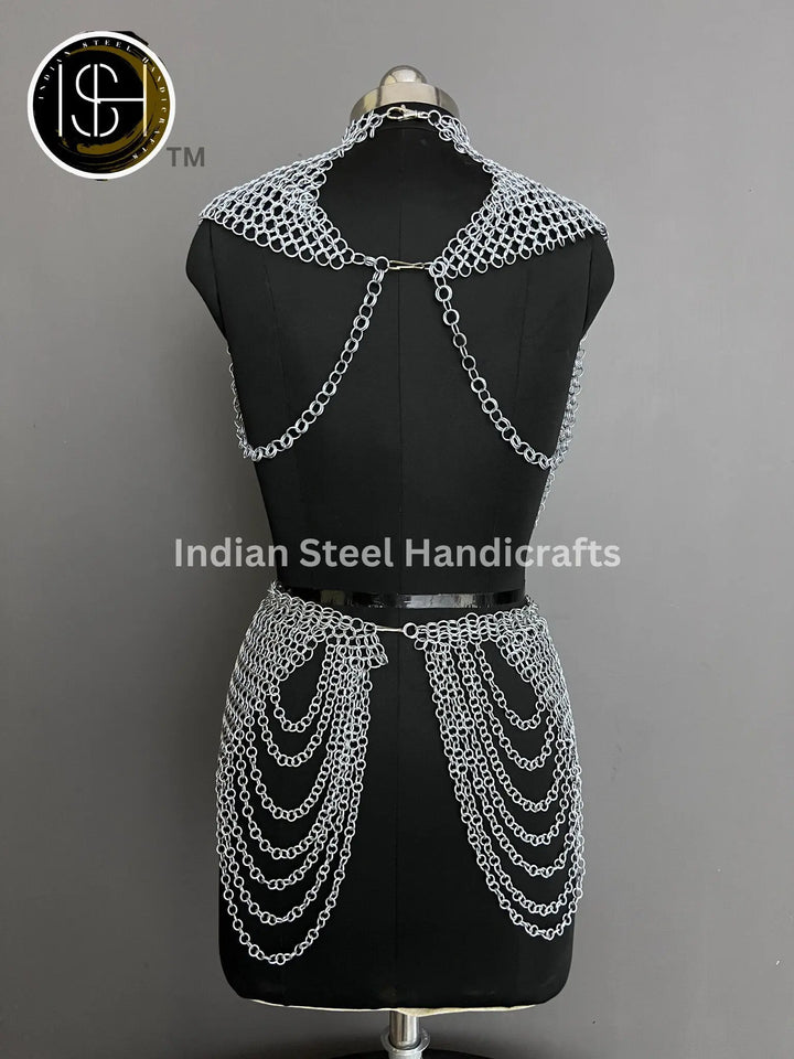 Metal Viking Skirt & Top, Ren faire Chainmaille Handmade Medieval Cosplay Armor, SCA Larp Costume, Mother's day Reenactment, Christmas Gift ISH Collection