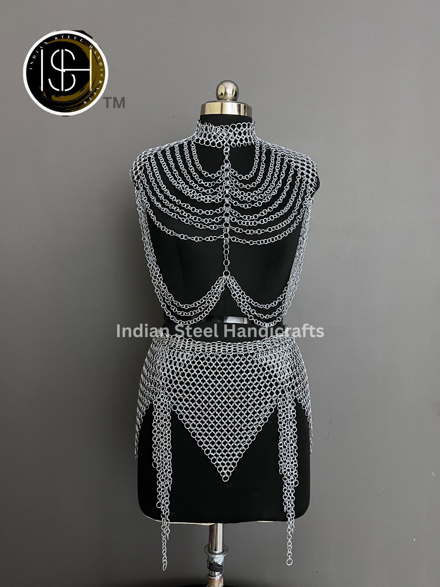 Metal Viking Skirt & Top, Ren faire Chainmaille Handmade Medieval Cosplay Armor, SCA Larp Costume, Mother's day Reenactment, Christmas Gift