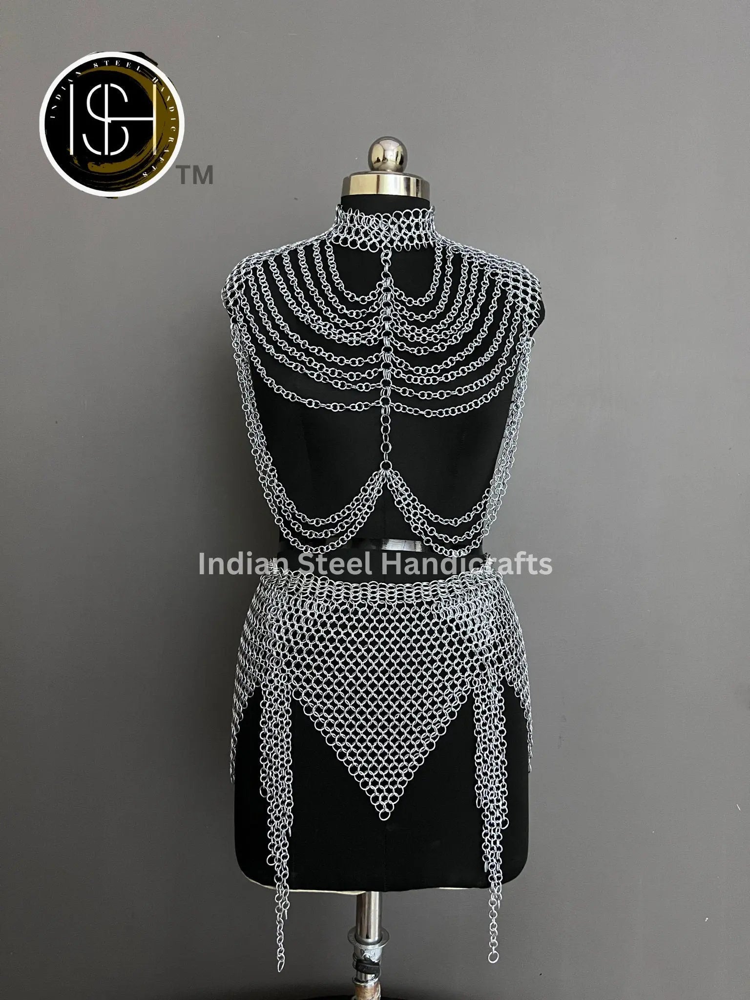 Metal Viking Skirt & Top, Ren faire Chainmaille Handmade Medieval Cosplay Armor, SCA Larp Costume, Mother's day Reenactment, Christmas Gift ISH Collection