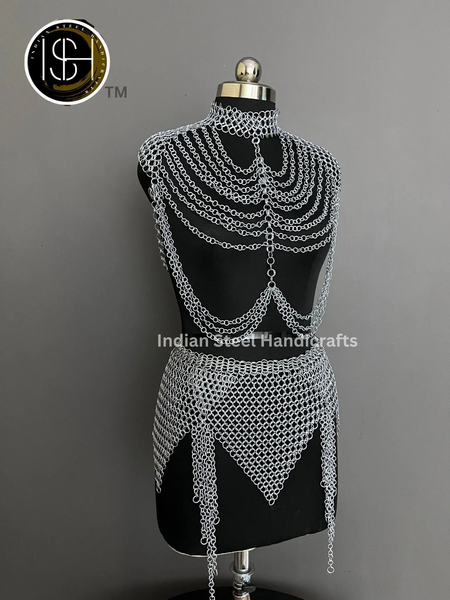 Metal Viking Skirt & Top, Ren faire Chainmaille Handmade Medieval Cosplay Armor, SCA Larp Costume, Mother's day Reenactment, Christmas Gift ISH Collection