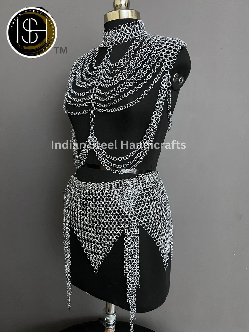 Metal Viking Skirt & Top, Ren faire Chainmaille Handmade Medieval Cosplay Armor, SCA Larp Costume, Mother's day Reenactment, Christmas Gift ISH Collection