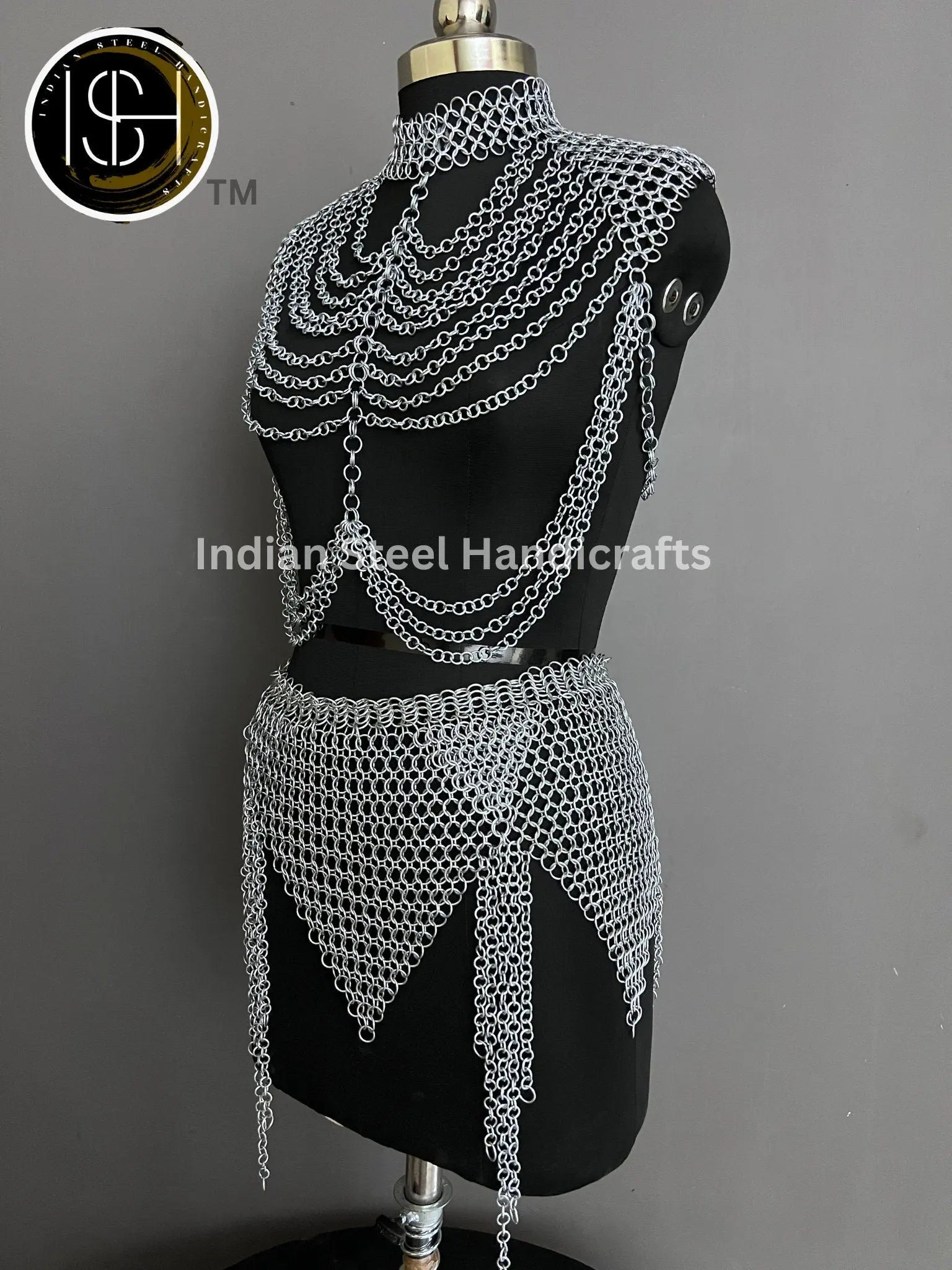 Metal Viking Skirt & Top, Ren faire Chainmaille Handmade Medieval Cosplay Armor, SCA Larp Costume, Mother's day Reenactment, Christmas Gift ISH Collection