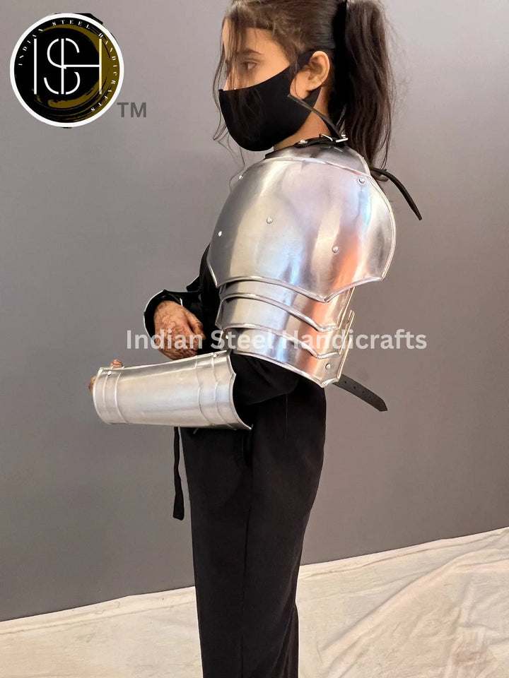 Medieval Knight Steel Armor: Gorget, Pouldron & Bracer Set - LARP Cosplay