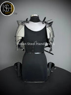 Female Knight Armor: Steel Gorget, Pouldrons, Chainmail - SCA LARP Cosplay