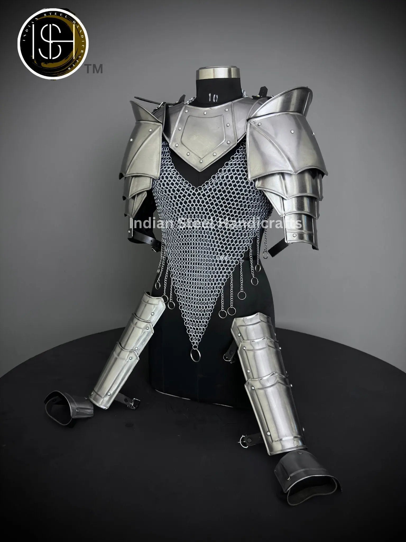 Female Knight Armor: Steel Gorget, Pouldrons, Chainmail - SCA LARP Cosplay