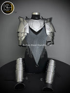 Female Knight Armor: Steel Gorget, Pouldron & Chainmail - SCA LARP Cosplay