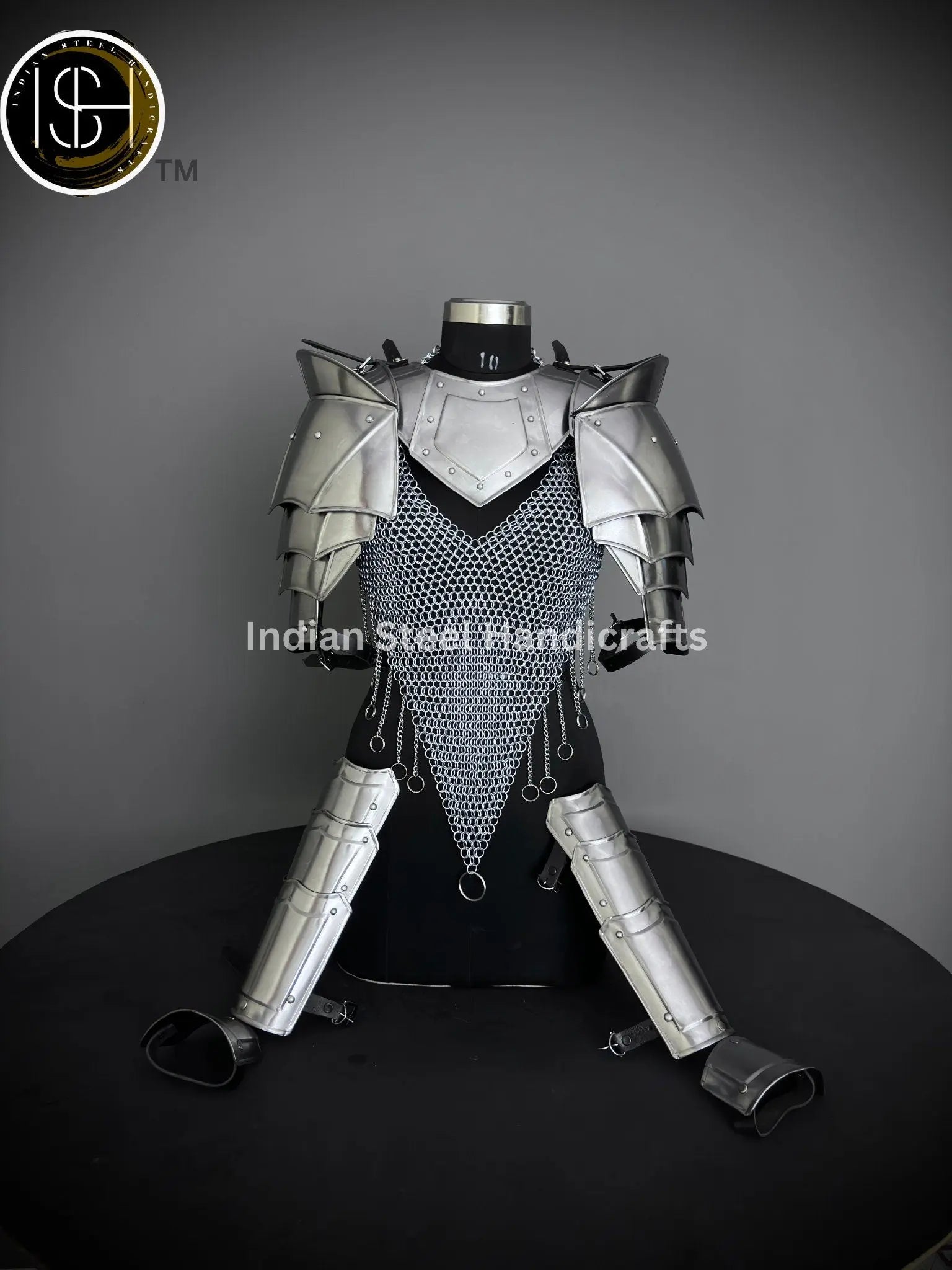 Female Knight Armor: Steel Gorget, Pouldron & Chainmail - SCA LARP Cosplay