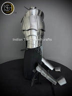 Female Knight Armor: Steel Gorget, Pouldron & Chainmail - SCA LARP Cosplay