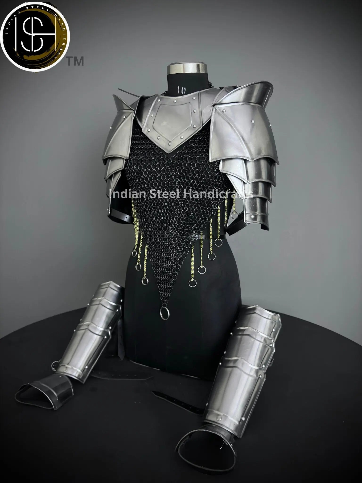Female Knight Armor: Steel Gorget, Pouldron & Chainmail - SCA LARP Cosplay
