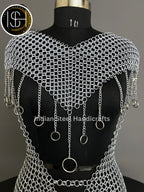 Chainmail Harness, Chainmail Chains Layers top & Skirt, Rings Costume, Wedding Cosplay Costume, Larp , Cosplay, Sca Armor, Gift For Women.